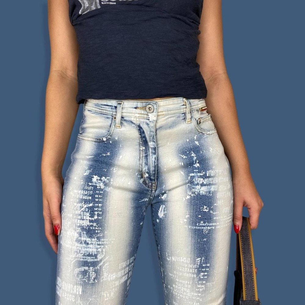 Vintage Rare Tie Dye Printed Skinny Jeans - Picture 3 of 4